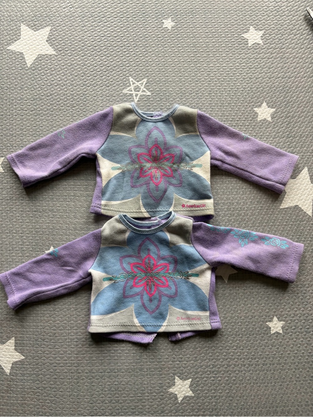 American Girl Purple Floral Long-Sleeve Top set of 2